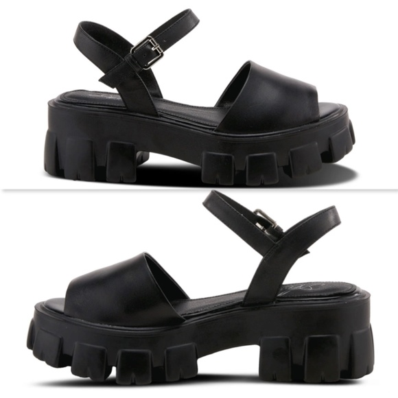Azura Black Chunky Platform Sandals - Picture 3 of 17